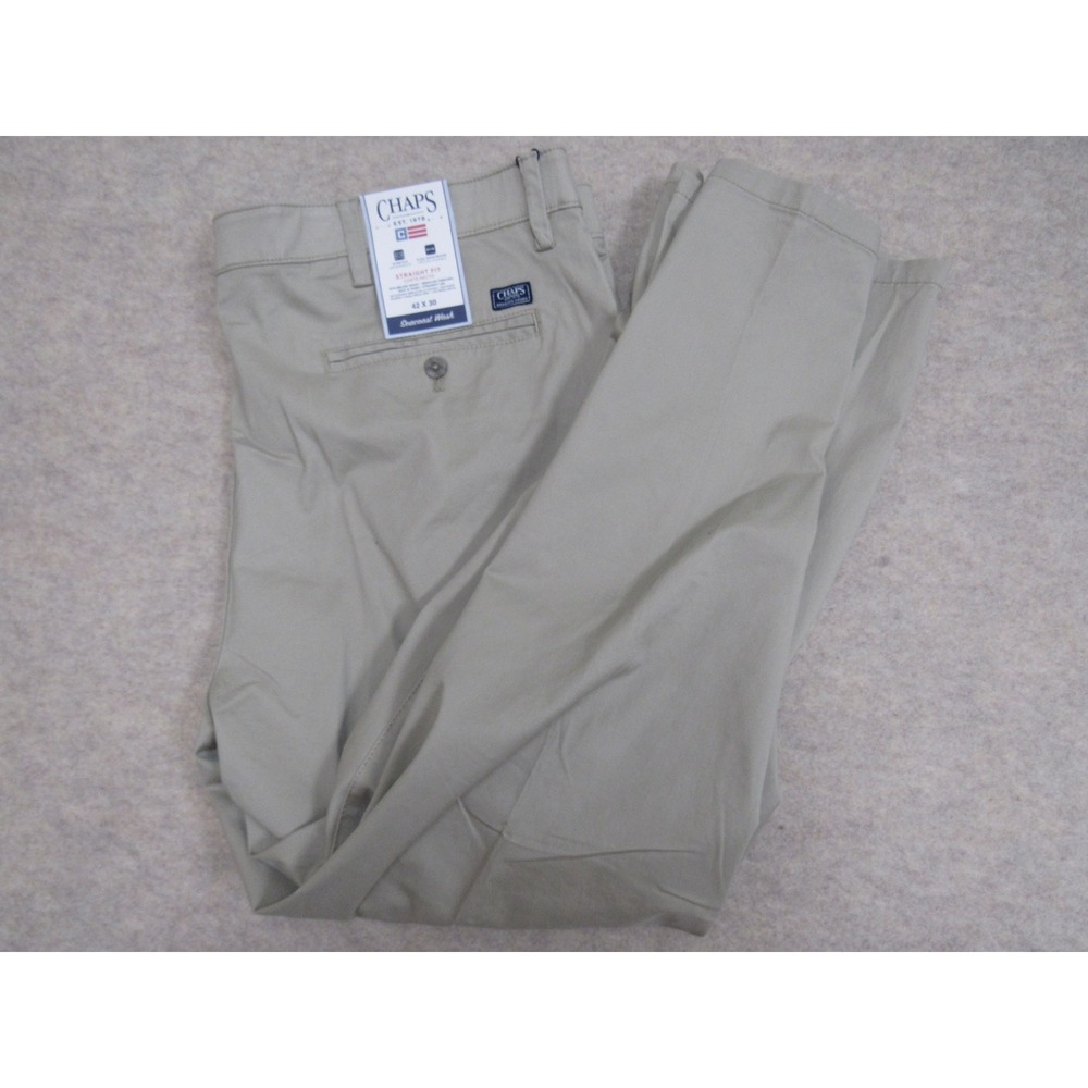 Chaps Mens Straight Fit Seacoast Wash Khaki Chino Pants 42x30 NWT Stretch Flex